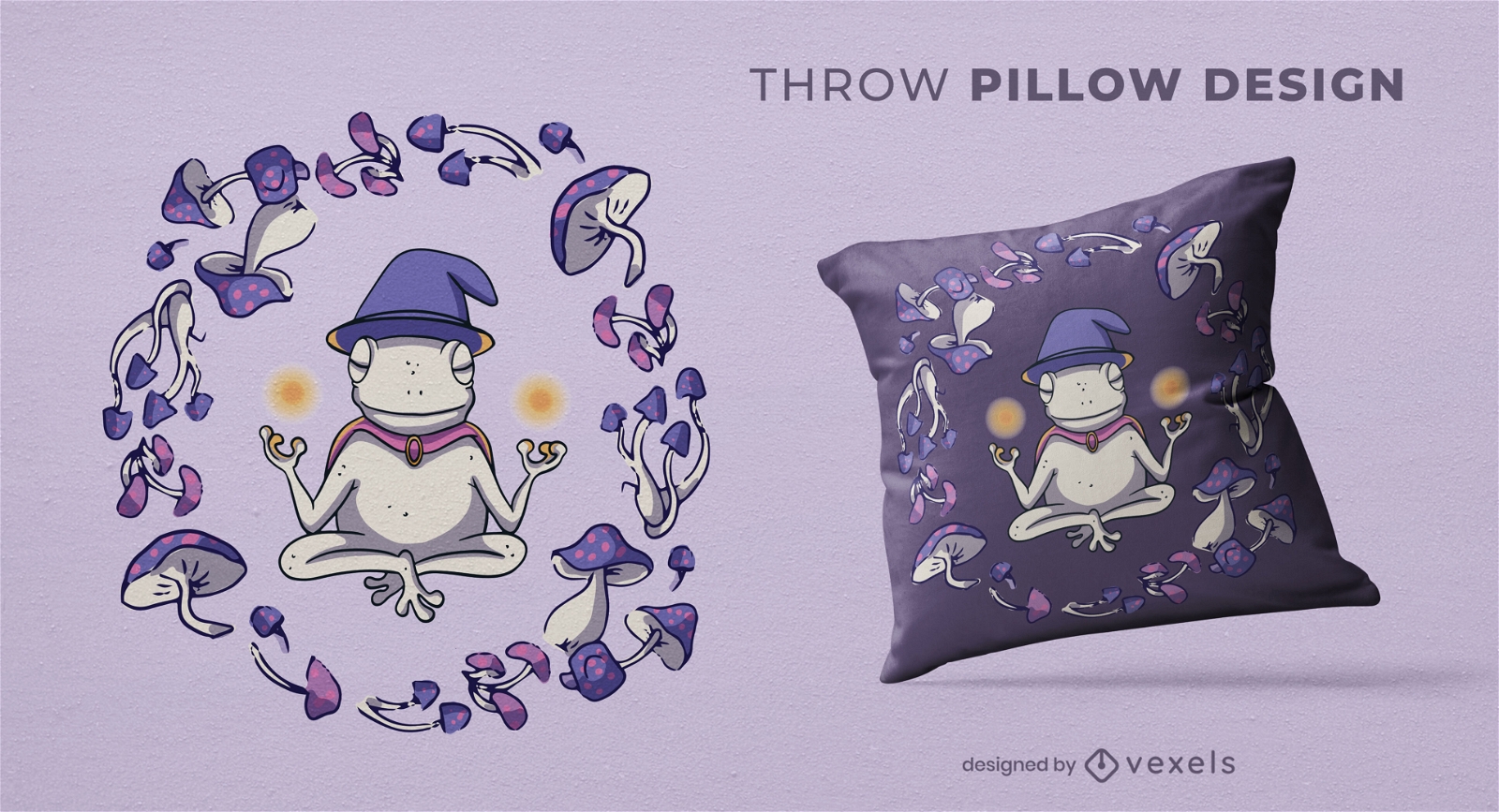 Mystical frog animal throw pillow design