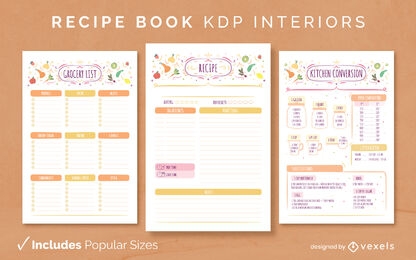 Plantilla de libro de recetas de verduras Diseño de interiores KDP