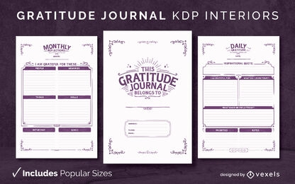 Elegante plantilla de diseño de diario de gratitud KDP