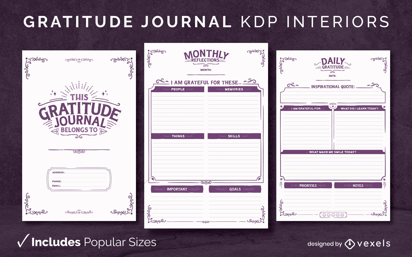 Elegante diseño de diario de gratitud modelo KDP