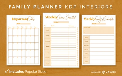 Family planner journal design template KDP