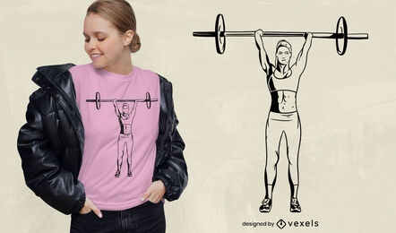Diseño de camiseta de mujer de levantamiento de pesas.