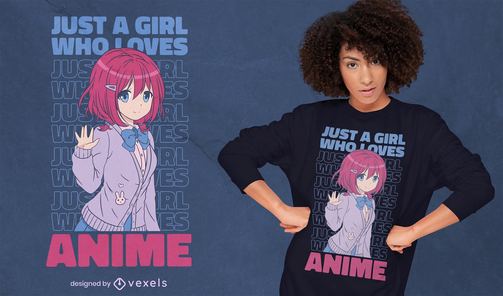 Design de camiseta com citação de garota anime