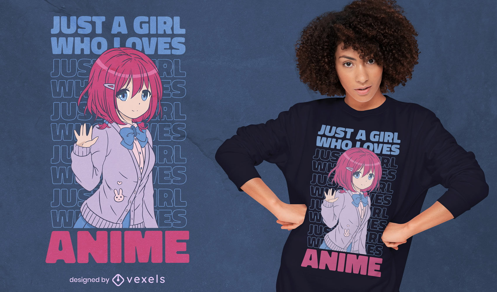 Design de camiseta com citação de garota anime