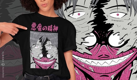 Camiseta de anime oscuro criatura espíritu demonio psd