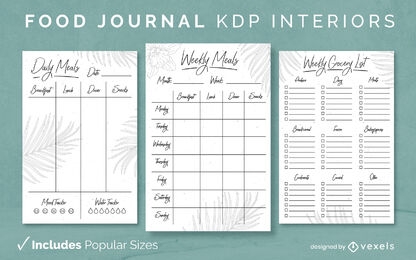 Palm tree leaves diary design template KDP