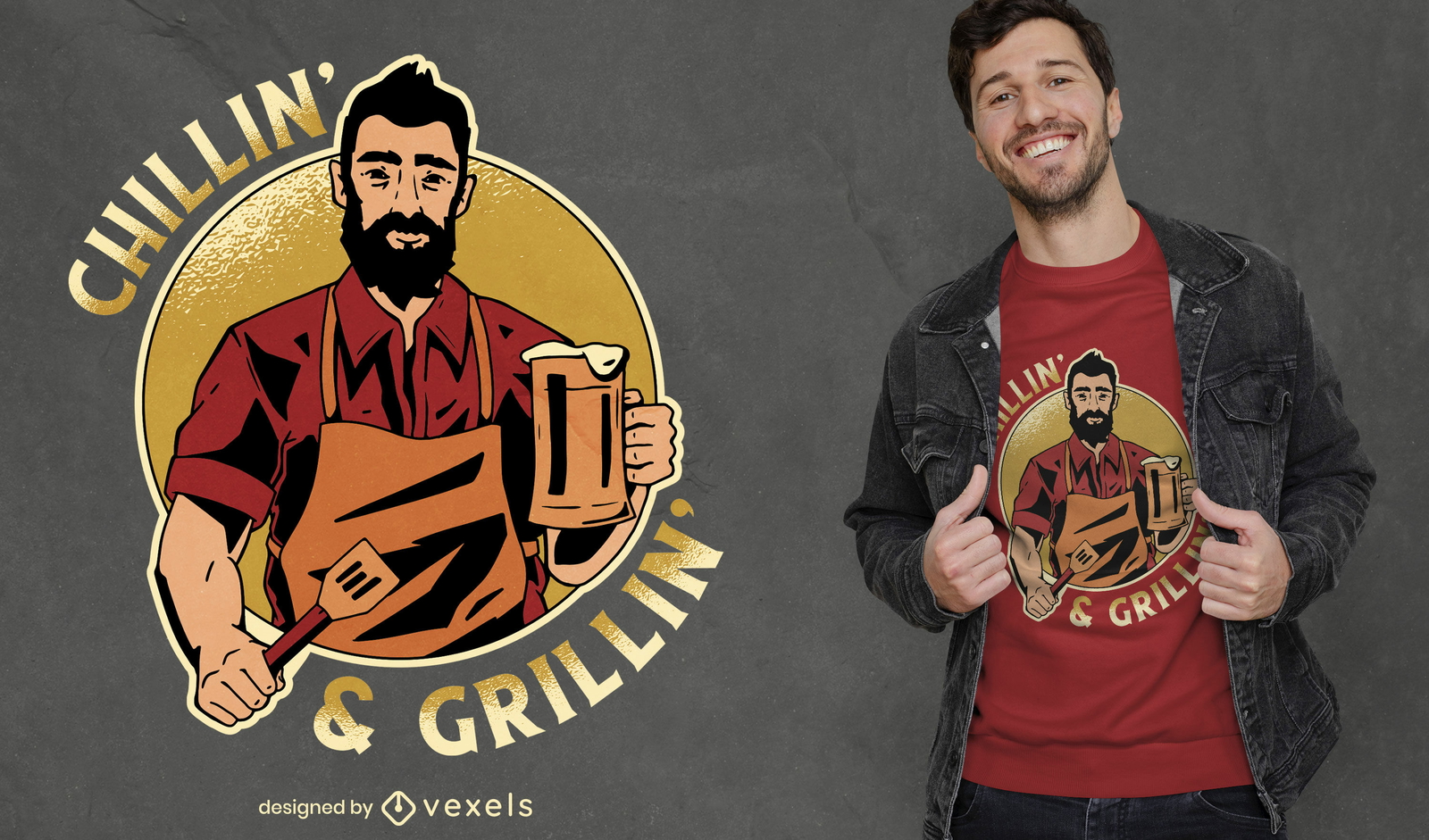 Diseño de camiseta chillin&#39; & grillin&#39;