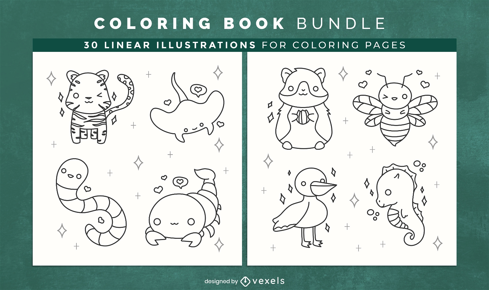 Cute baby animals coloring book design pages