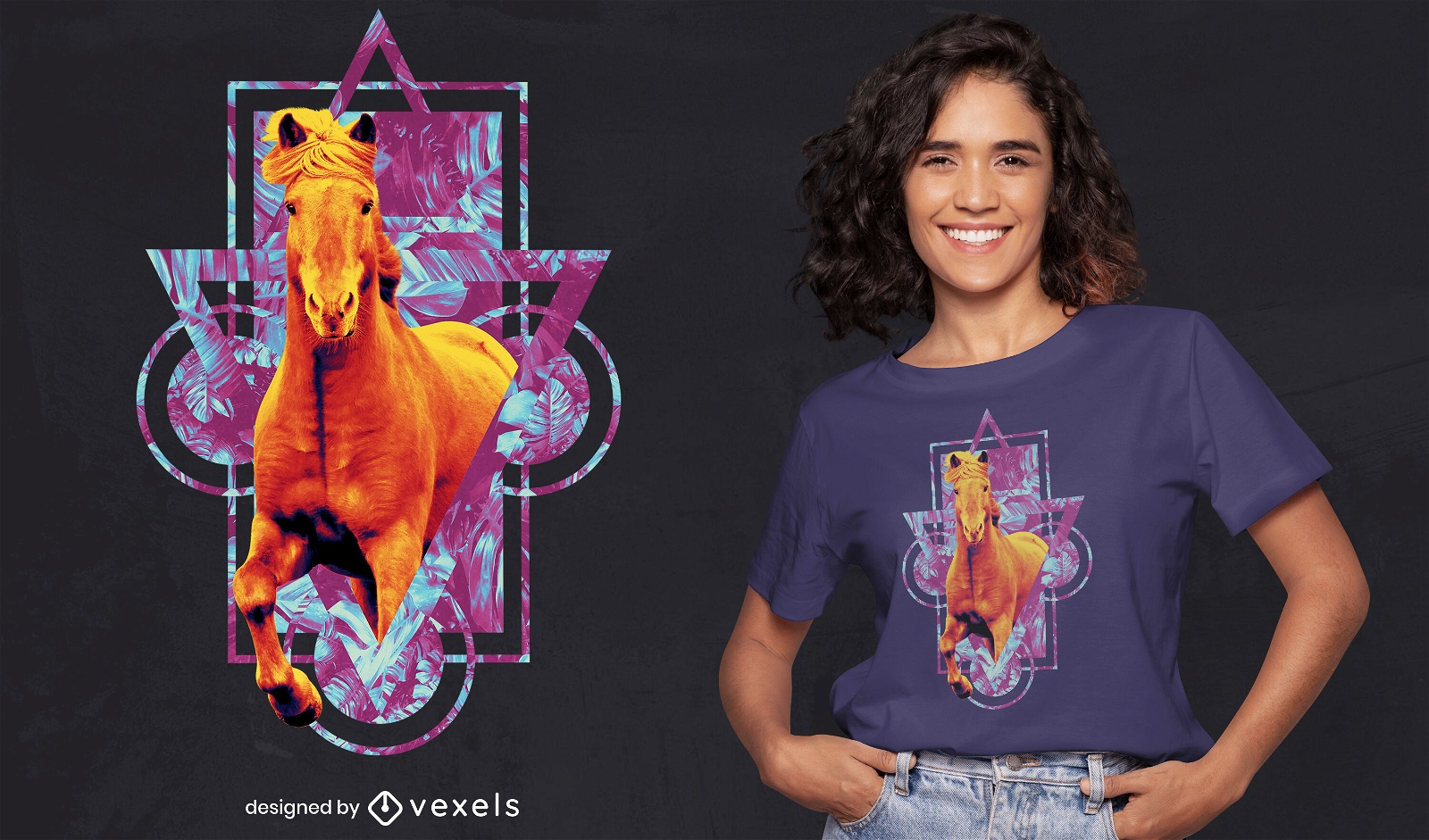 Horse running t-shirt psd