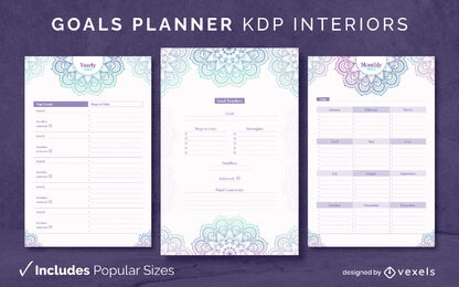Mandala planner diary design template KDP
