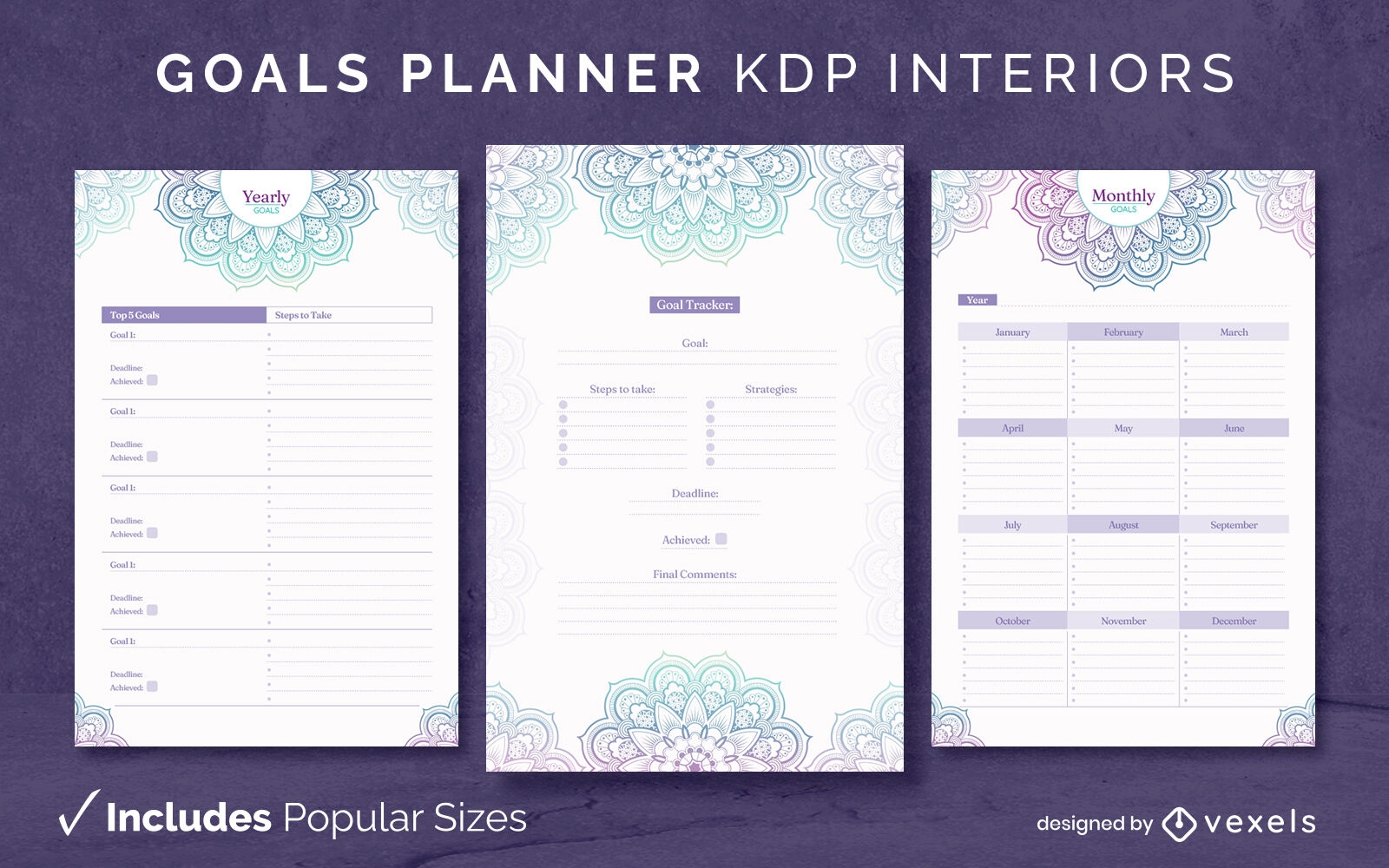 Modelo de design de diário do planejador de mandala KDP