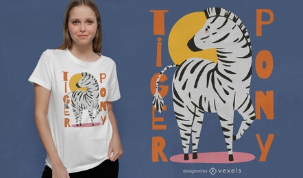 Design de camiseta zebra pônei tigre