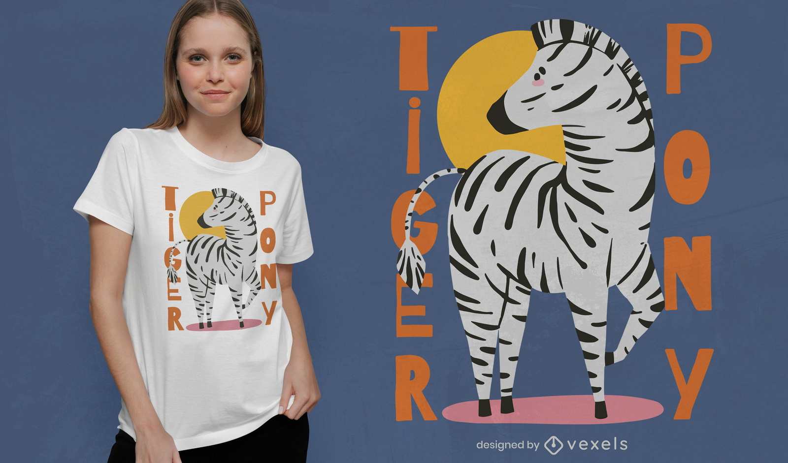 Tiger Pony Zebra T-Shirt Design