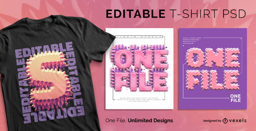 3D magnetic text scalable t-shirt psd