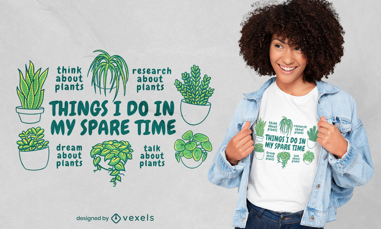 Diseño de camiseta de plantas lindas