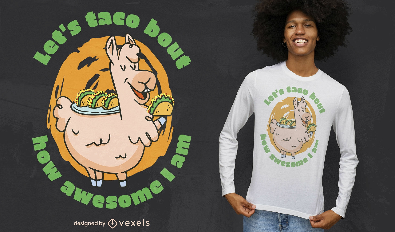 Design de t-shirt de lama Taco