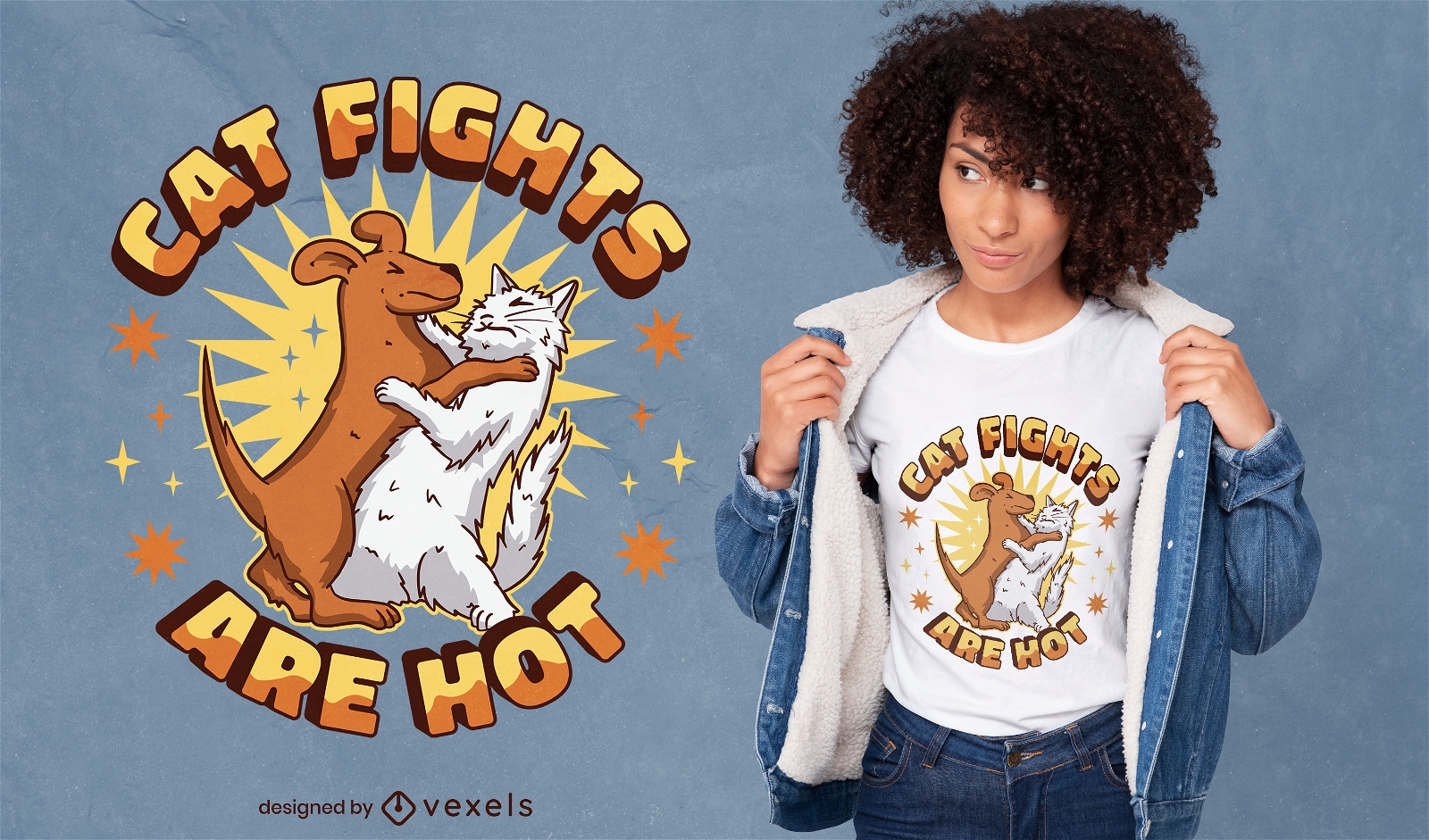 Cat fights are hot funny animals t-shirt design