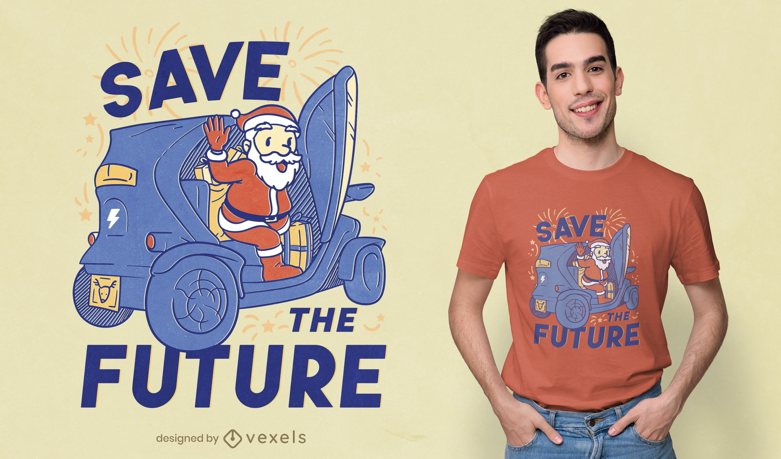 Salva el futuro diseño de camiseta navideña.