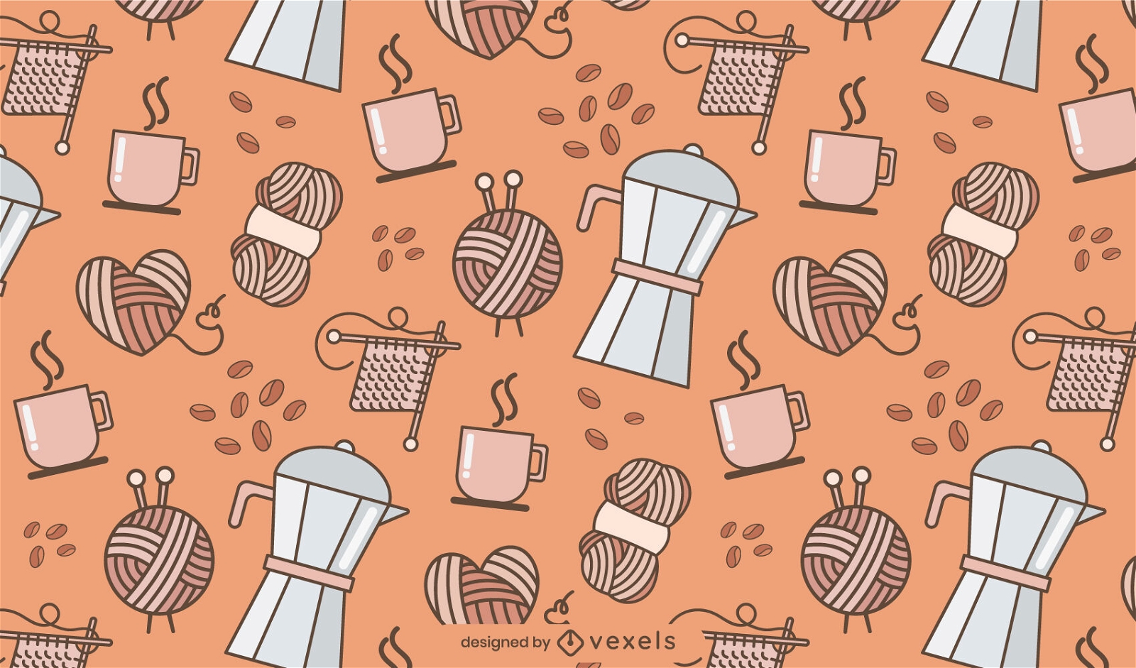 Café e design de padrão de tricô