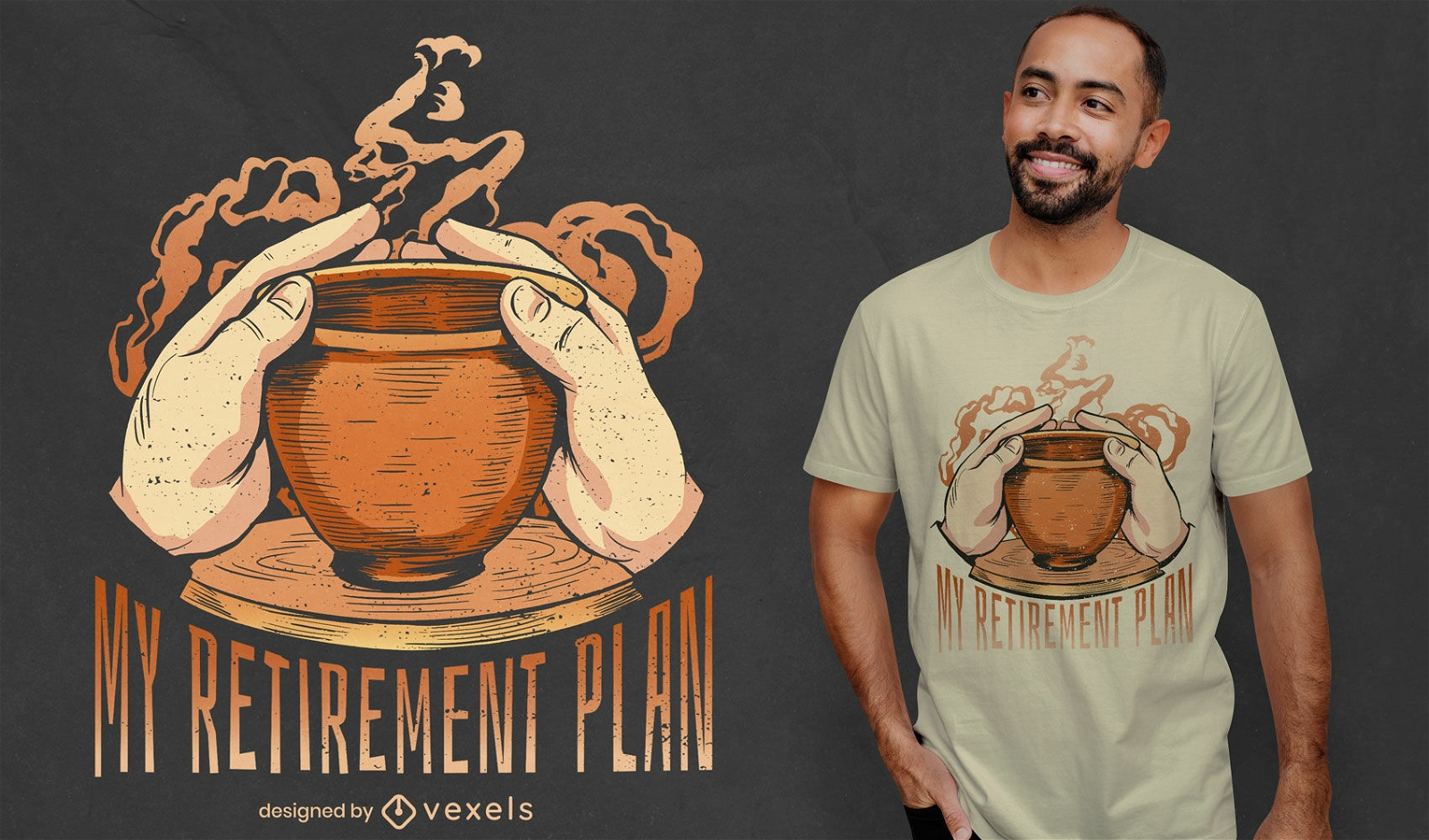 Diseño de camiseta de plan de jubilación de cerámica.