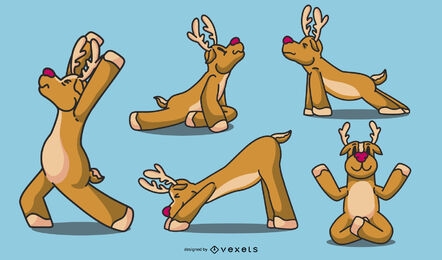Conjunto de caracteres de ciervo de yoga