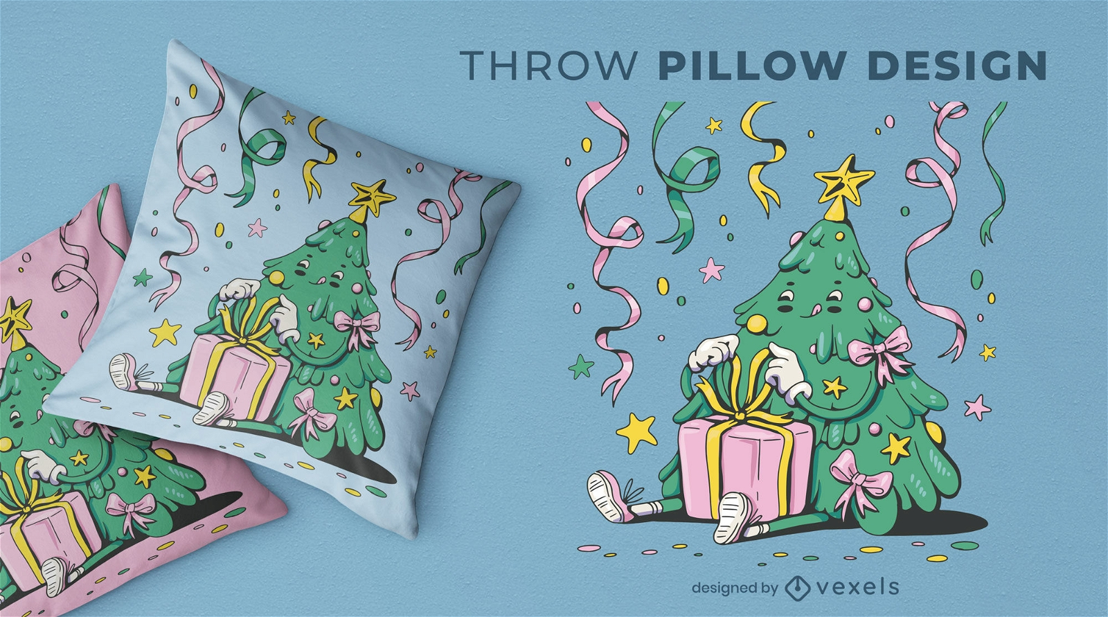 Christmas tree throw pillow design