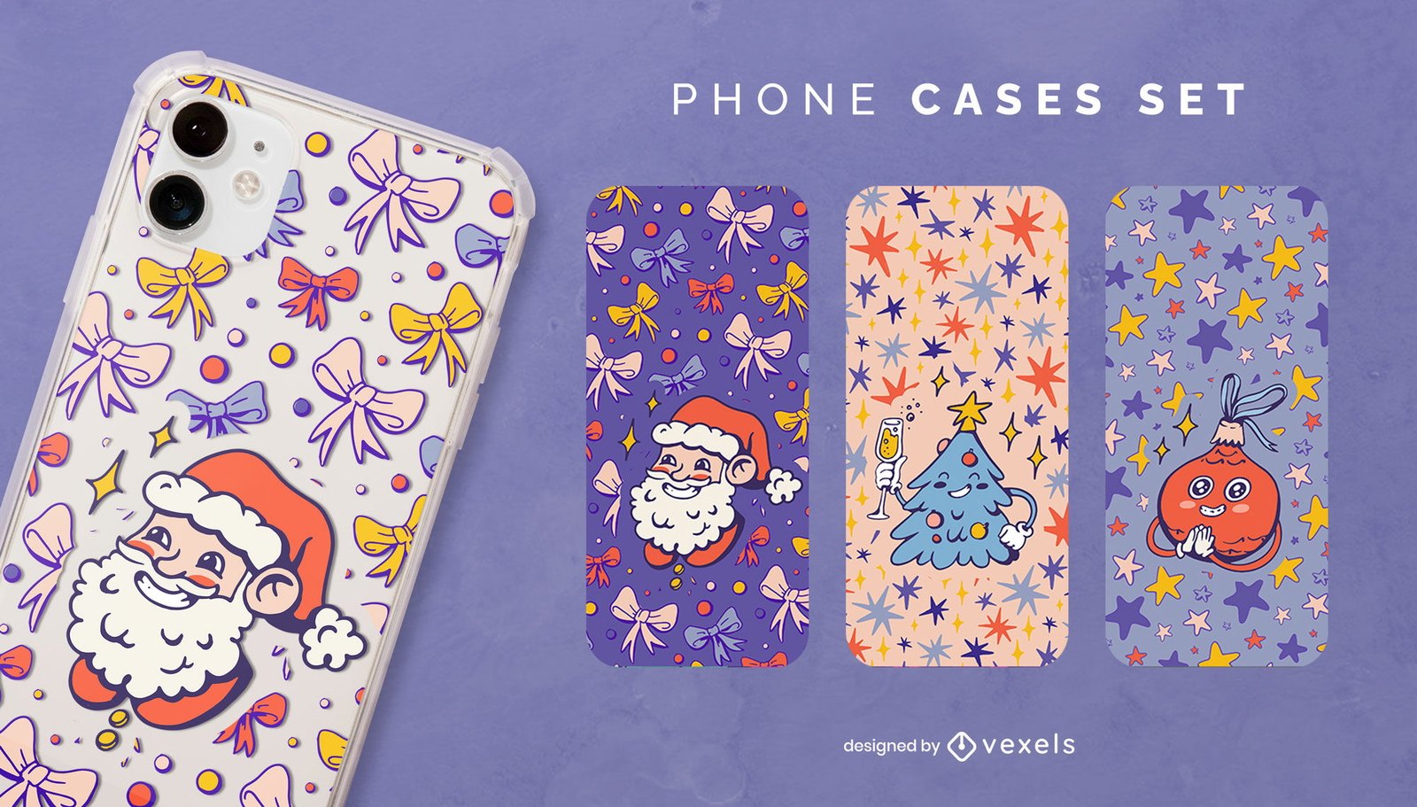 Conjunto de capas de telefone de decoração de natal