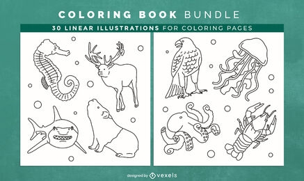 Desenho de páginas de livros para colorir animais selvagens