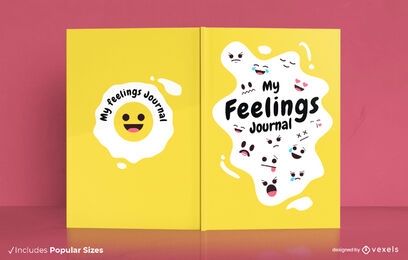 Emoji feelings journal book cover design