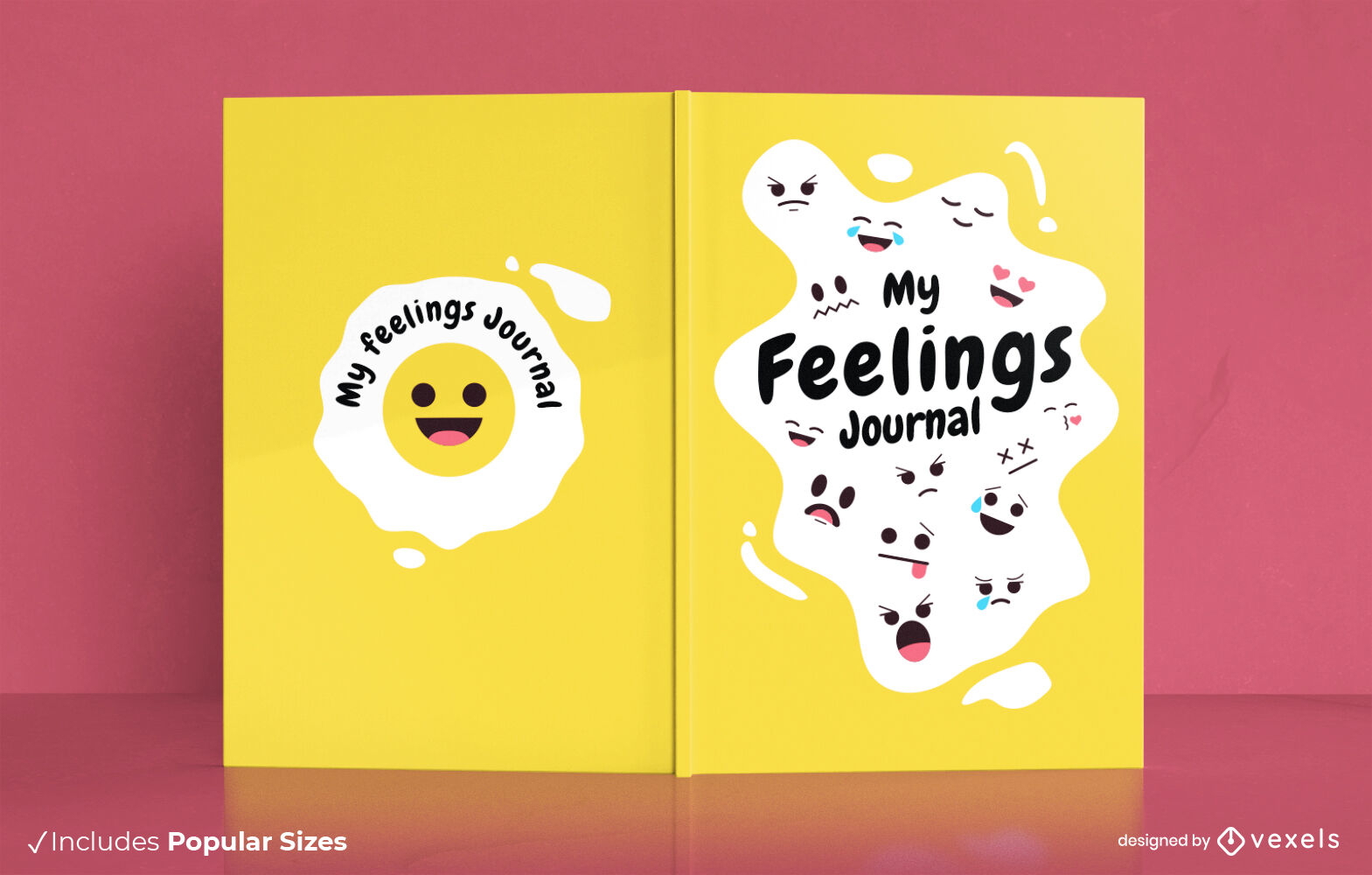 Diseño de portada de libro de diario de sentimientos emoji