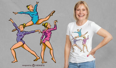 Diseño de camiseta de atleta de mujer gimnasta.