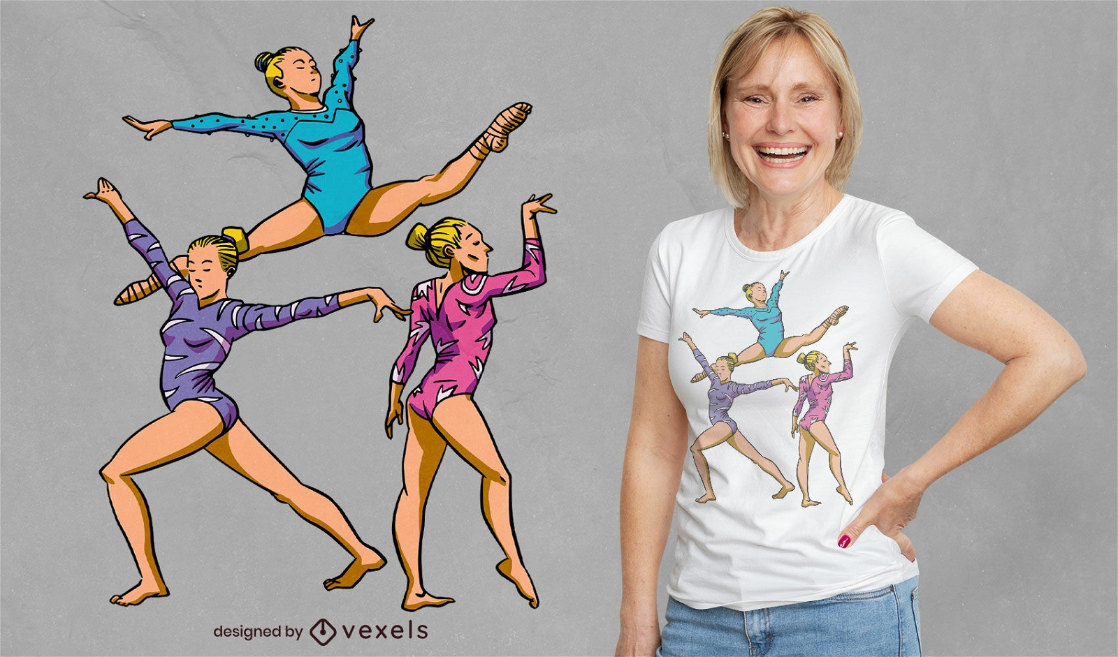 Diseño de camiseta de atleta de mujer gimnasta.