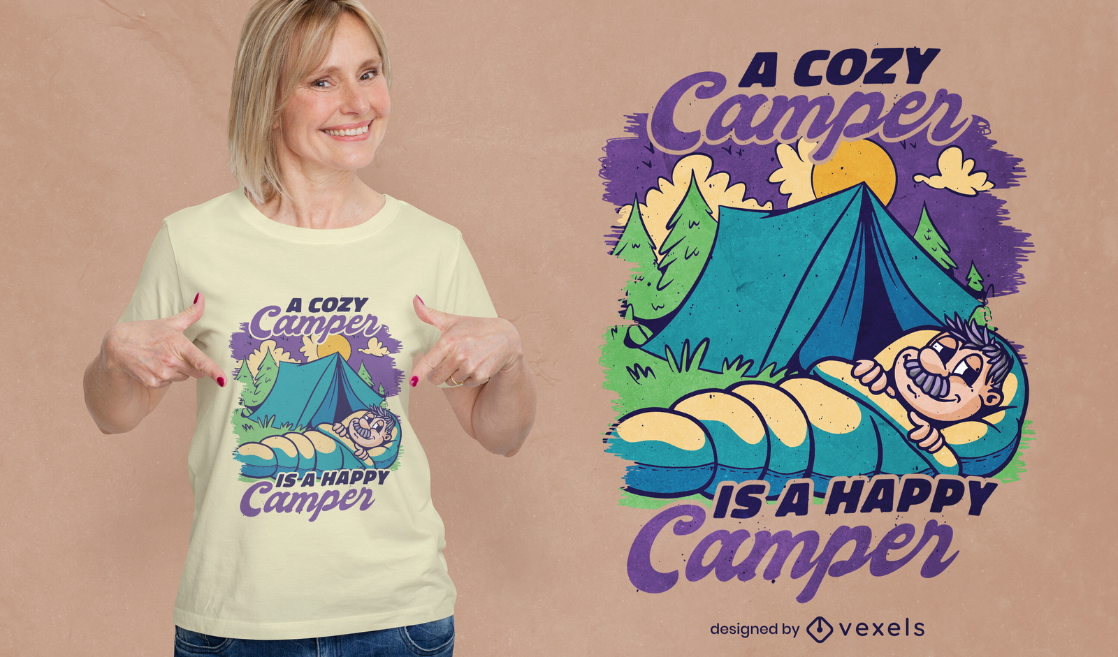 Diseño de camiseta de camper acogedor.