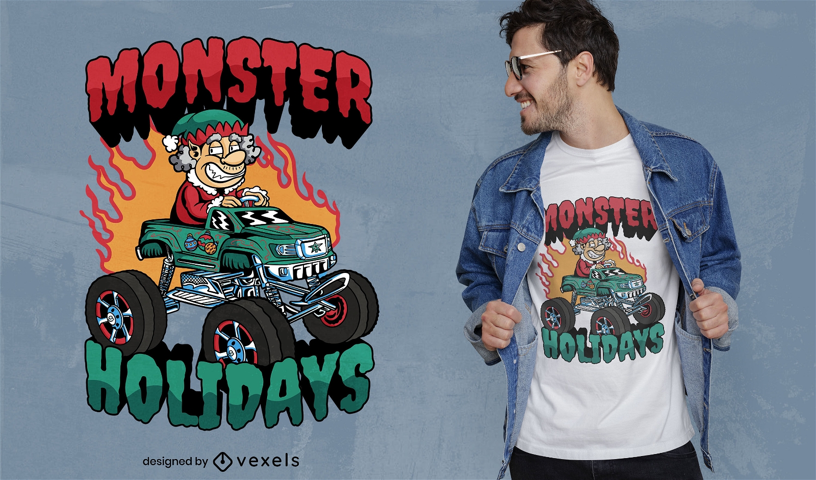 Monster holidays Christmas t-shirt design