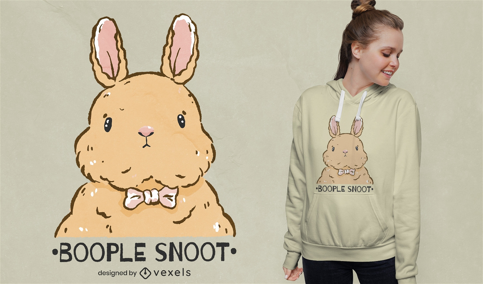Cute rabbit with bow tie t-shirt design