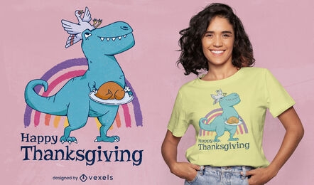 Dinosaur and turkey thanksgiving t-shirt design