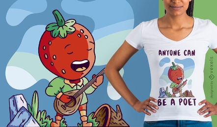 Medieval strawberry character t-shirt design