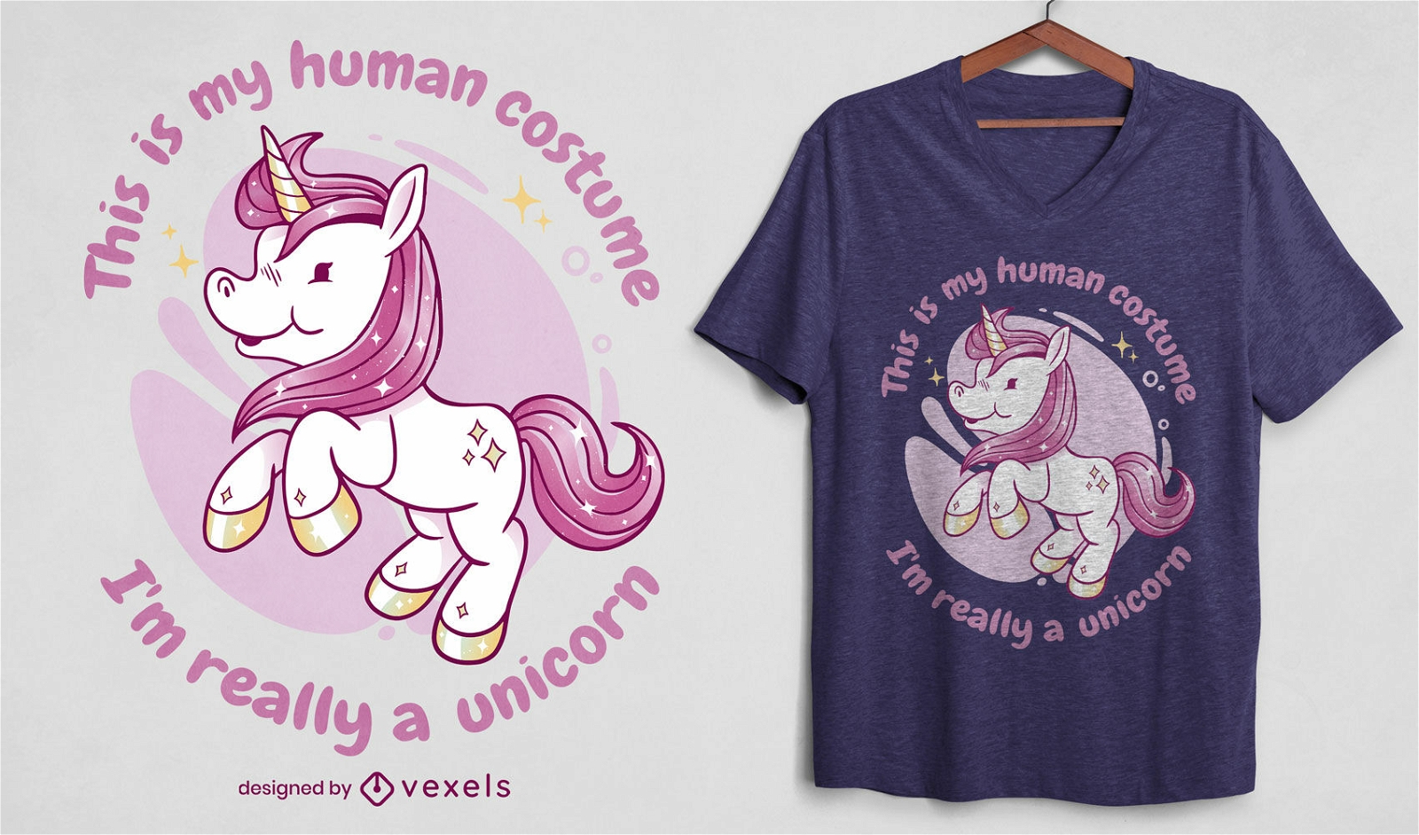 Dise?o de camiseta de criatura unicornio rosa.