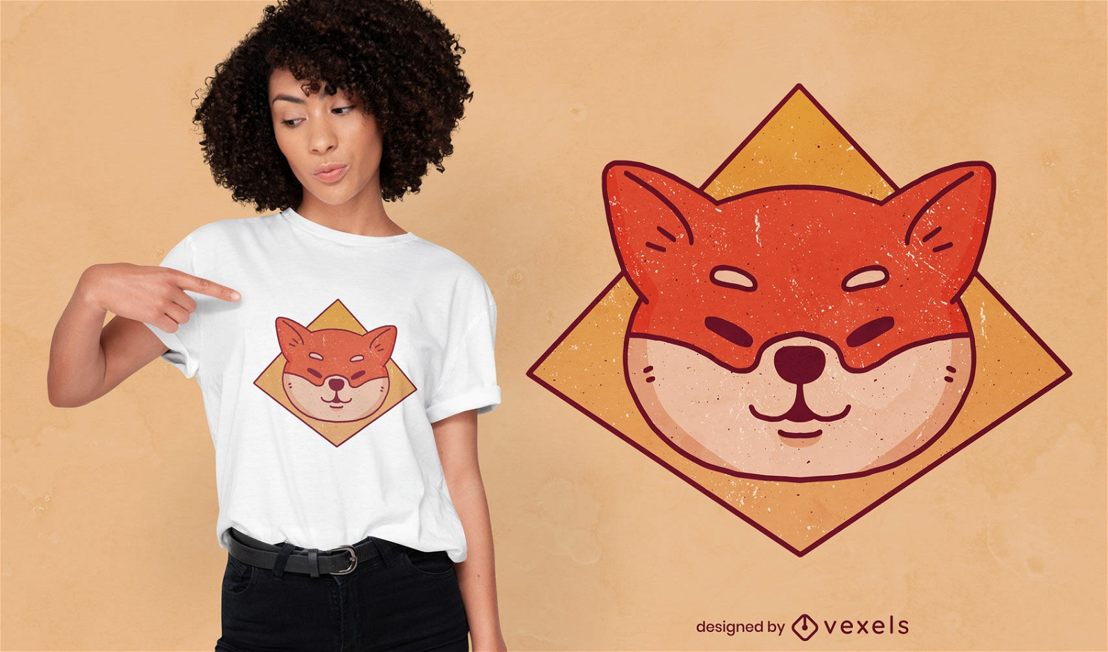 Shiba Inu Cartoon Hund T-Shirt Design