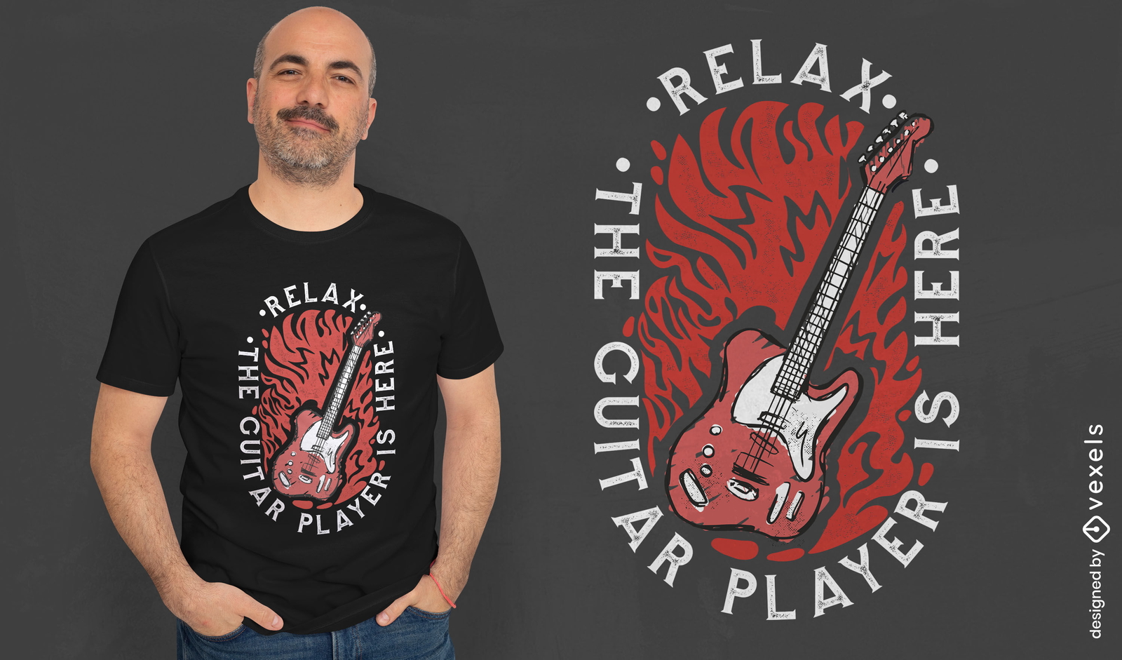 Design de camiseta de citação de relaxamento de guitarra elétrica