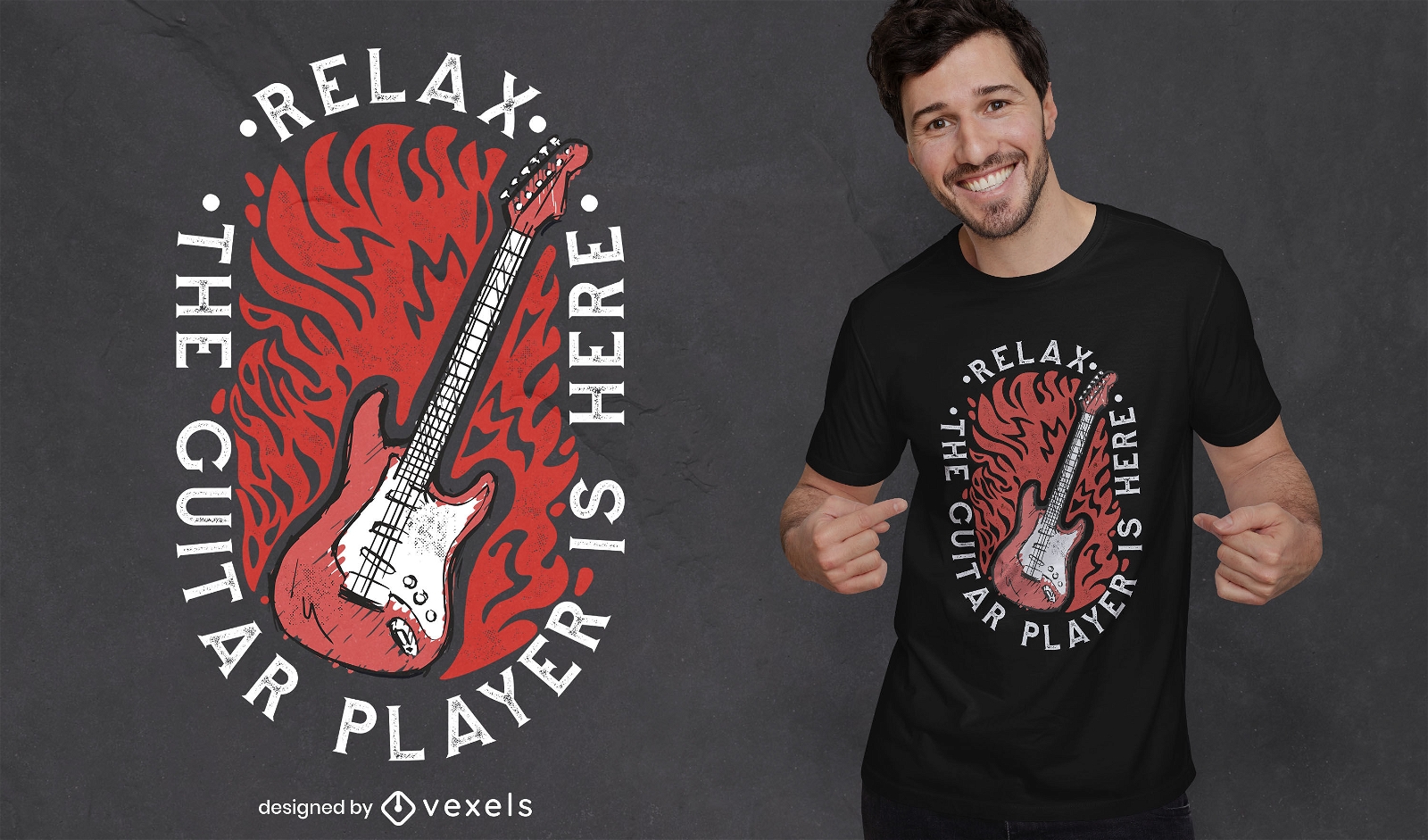 Diseño de camiseta de cita relajante de guitarra eléctrica