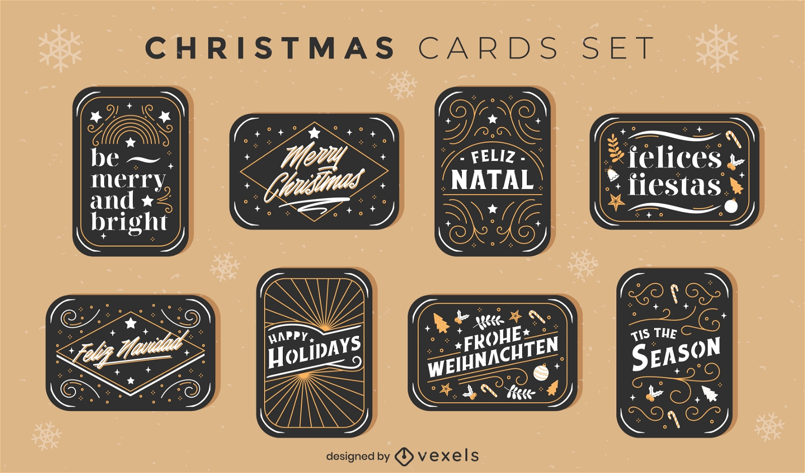 Merry christmas badges holiday lettering set