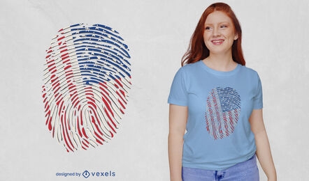 T-Shirt mit Fingerabdruck der amerikanischen Flagge