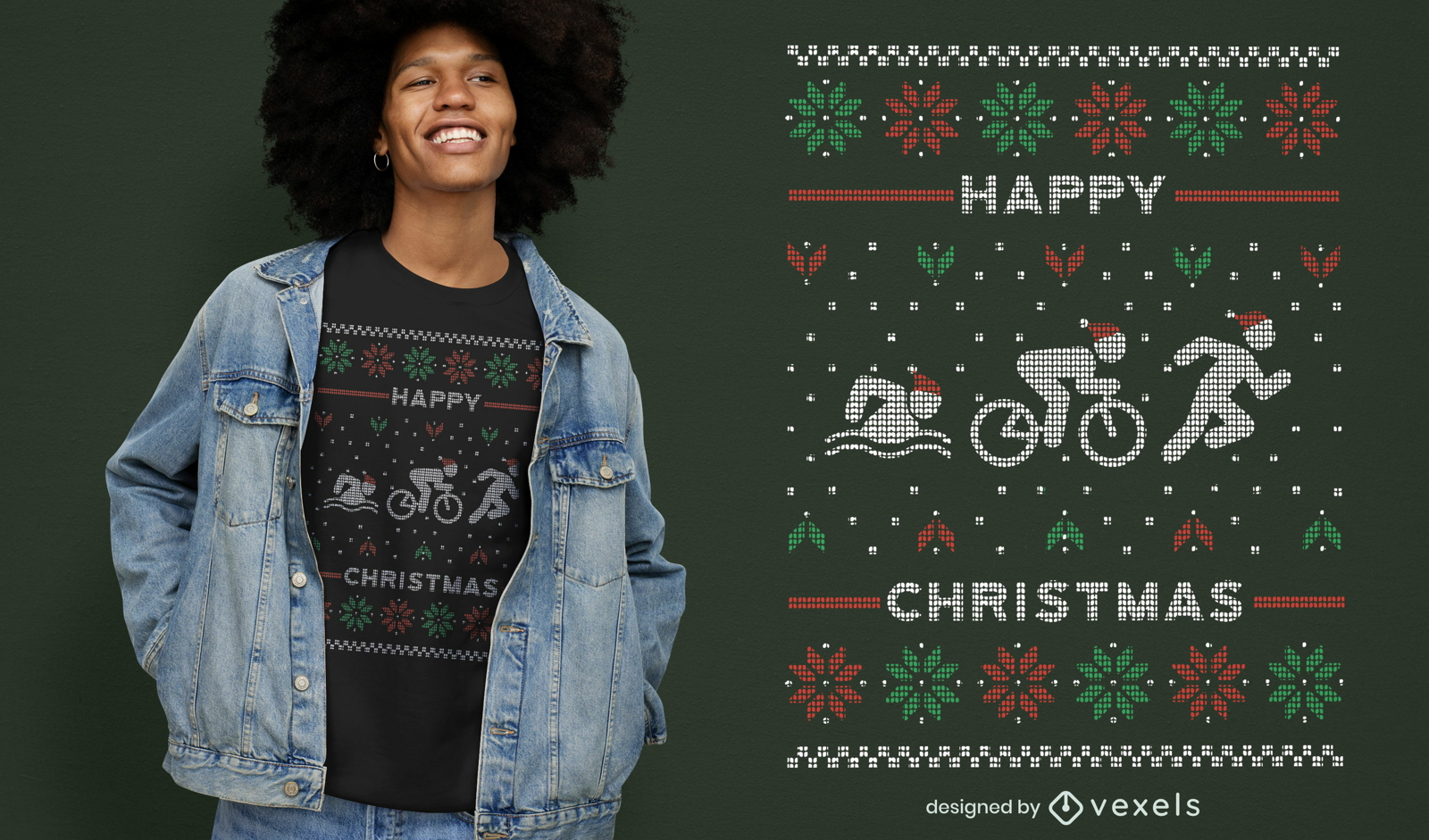 Triathlon sport ugly sweater t-shirt design