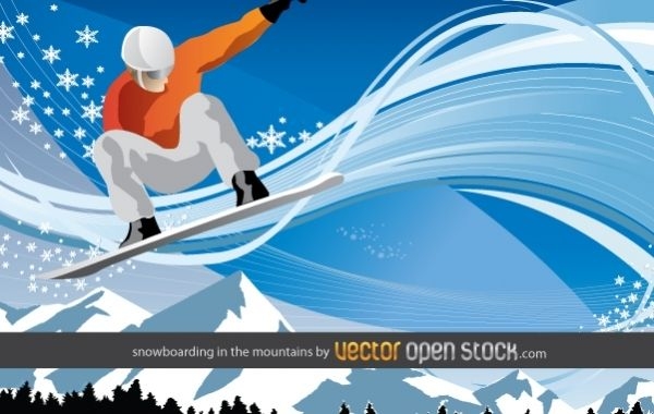 Snowboarden in den Bergen Wallpaper