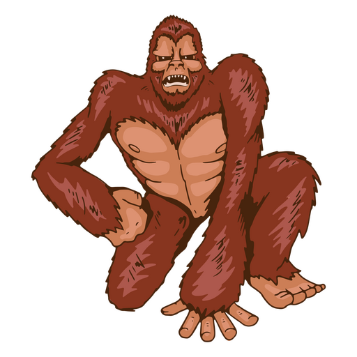 Personagem com raiva do Pé Grande Sasquatch Desenho PNG