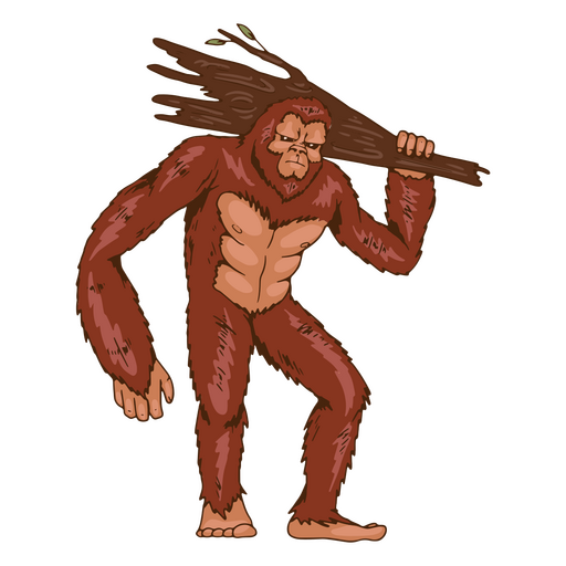 Personagem de galho de árvore Sasquatch Big Foot Desenho PNG