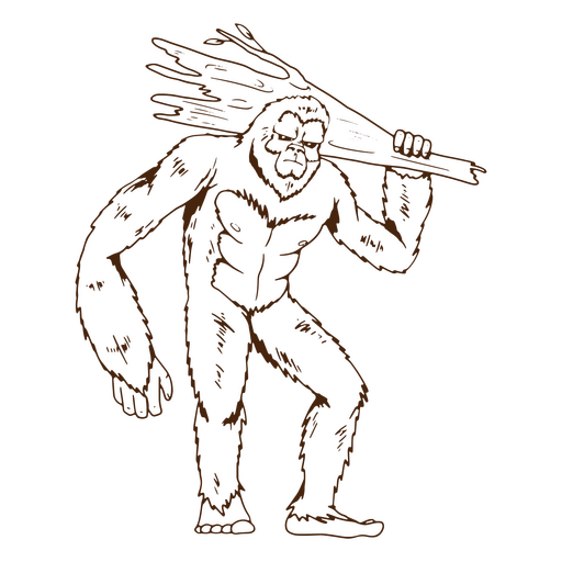 Personagem de galho de árvore Sasquatch Desenho PNG