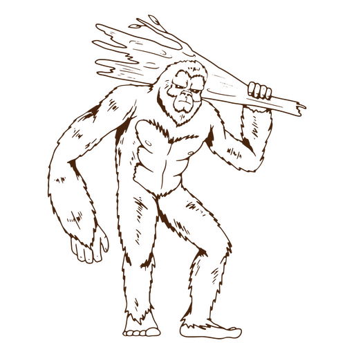 Sasquatch tree branch character PNG Design