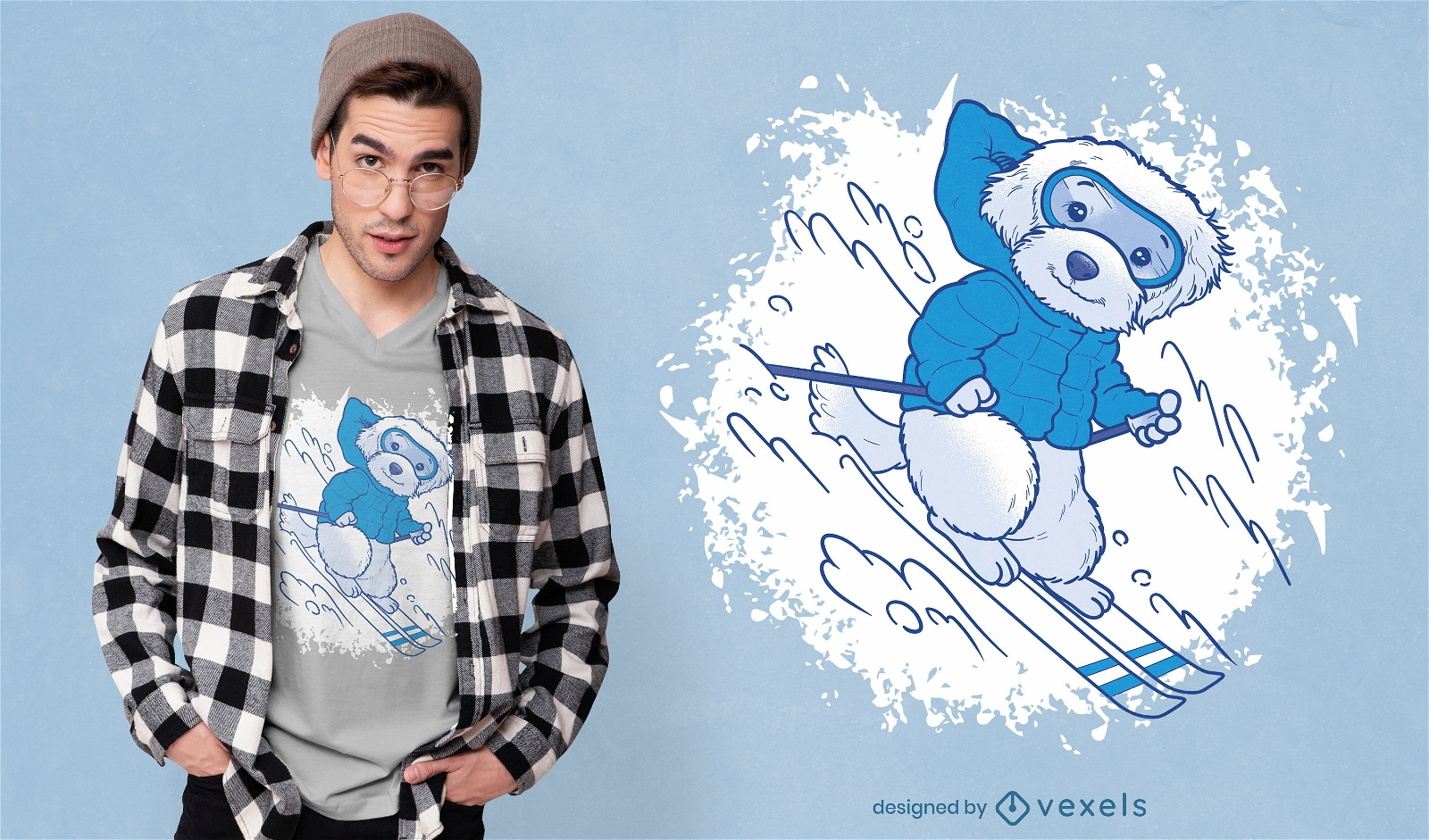 Design de t-shirt de esqui animal c?o Poodle